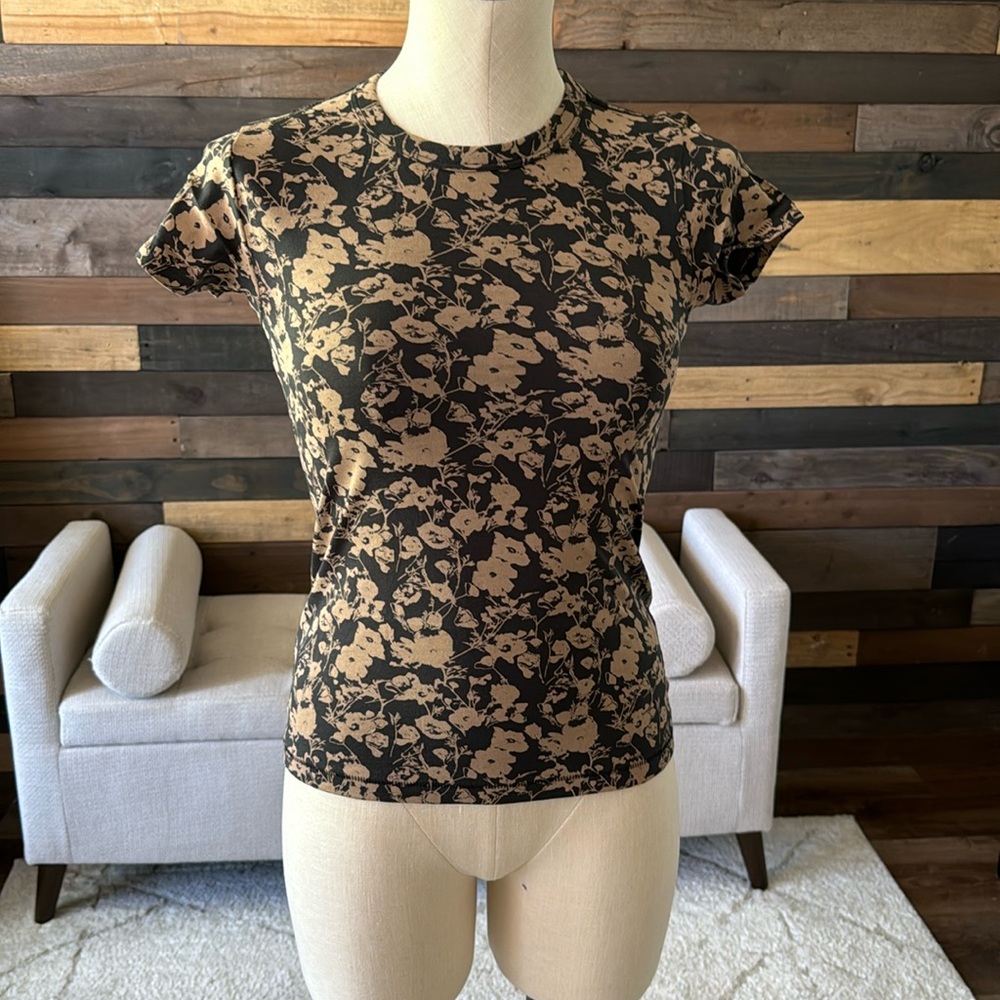 Black and Tan Floral Women’s XXS Rag & Bone Tee